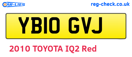 YB10GVJ are the vehicle registration plates.
