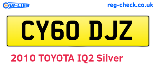 CY60DJZ are the vehicle registration plates.