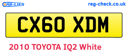 CX60XDM are the vehicle registration plates.
