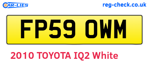 FP59OWM are the vehicle registration plates.