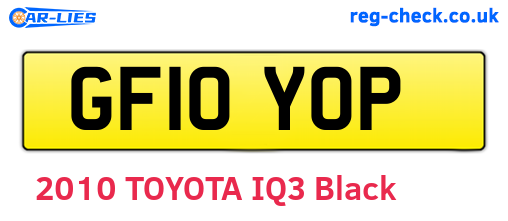 GF10YOP are the vehicle registration plates.