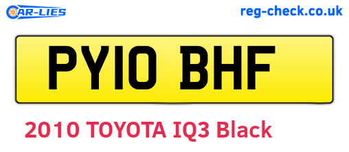 PY10BHF are the vehicle registration plates.