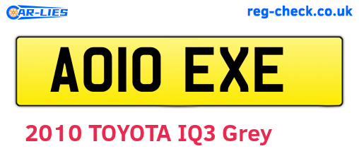 AO10EXE are the vehicle registration plates.