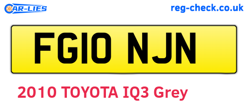 FG10NJN are the vehicle registration plates.