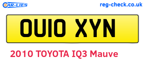 OU10XYN are the vehicle registration plates.