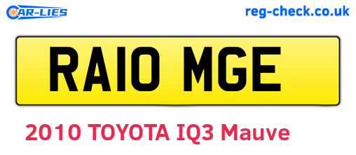 RA10MGE are the vehicle registration plates.