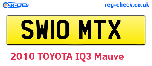 SW10MTX are the vehicle registration plates.