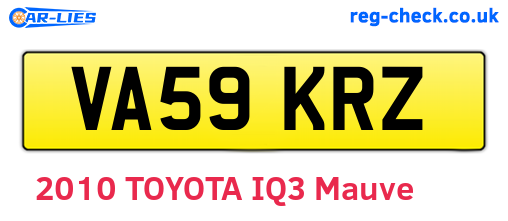 VA59KRZ are the vehicle registration plates.