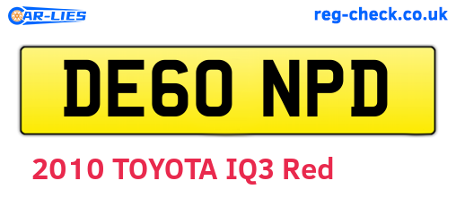 DE60NPD are the vehicle registration plates.