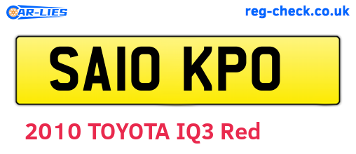 SA10KPO are the vehicle registration plates.