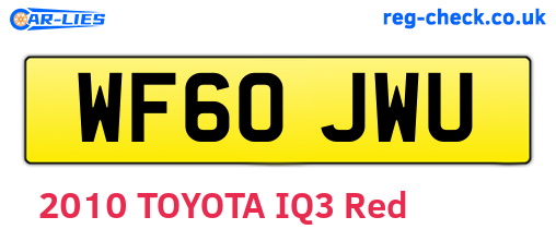 WF60JWU are the vehicle registration plates.