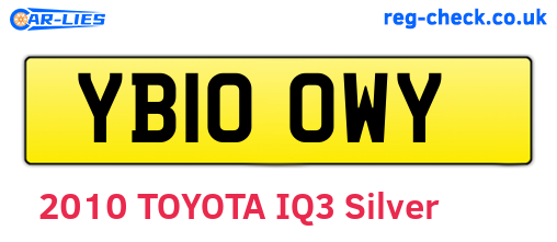 YB10OWY are the vehicle registration plates.
