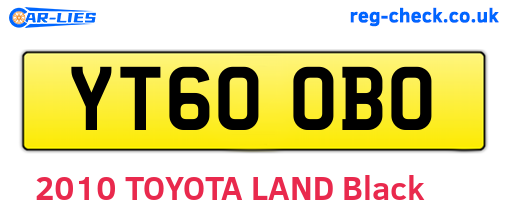 YT60OBO are the vehicle registration plates.