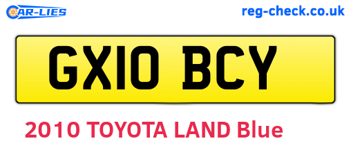 GX10BCY are the vehicle registration plates.