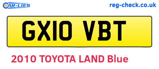 GX10VBT are the vehicle registration plates.
