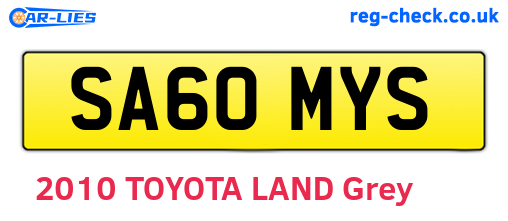SA60MYS are the vehicle registration plates.