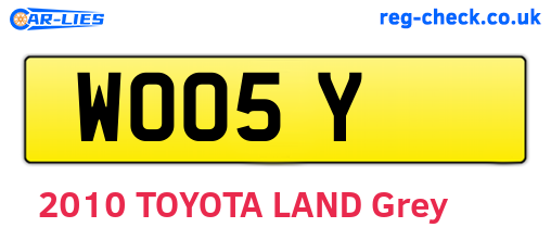 WOO5Y are the vehicle registration plates.
