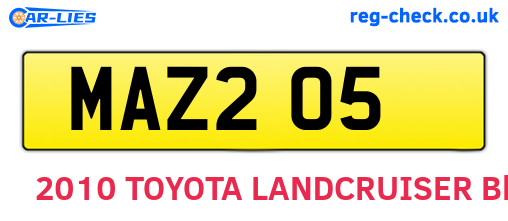MAZ205 are the vehicle registration plates.