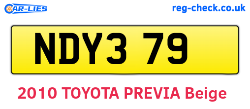 NDY379 are the vehicle registration plates.