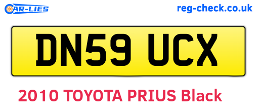 DN59UCX are the vehicle registration plates.