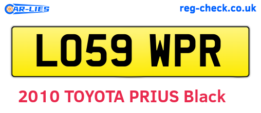 LO59WPR are the vehicle registration plates.