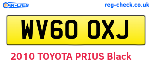 WV60OXJ are the vehicle registration plates.