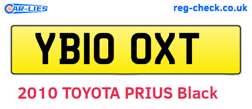YB10OXT are the vehicle registration plates.