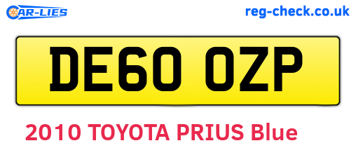 DE60OZP are the vehicle registration plates.