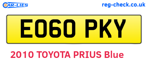 EO60PKY are the vehicle registration plates.