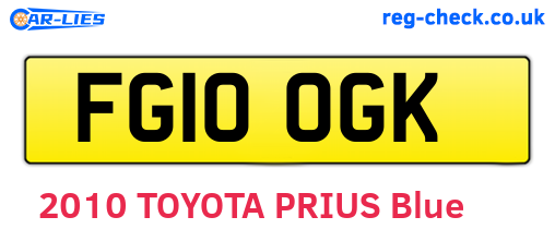 FG10OGK are the vehicle registration plates.