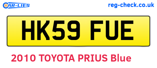 HK59FUE are the vehicle registration plates.