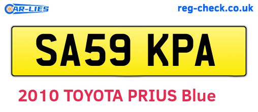 SA59KPA are the vehicle registration plates.