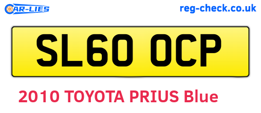 SL60OCP are the vehicle registration plates.