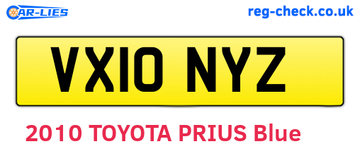 VX10NYZ are the vehicle registration plates.