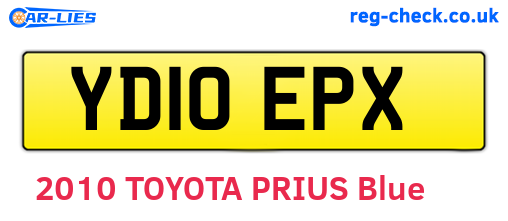 YD10EPX are the vehicle registration plates.
