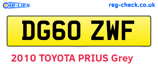 DG60ZWF are the vehicle registration plates.