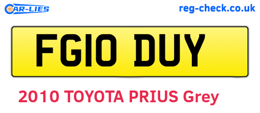 FG10DUY are the vehicle registration plates.