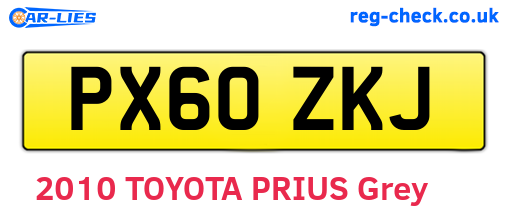 PX60ZKJ are the vehicle registration plates.