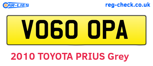 VO60OPA are the vehicle registration plates.