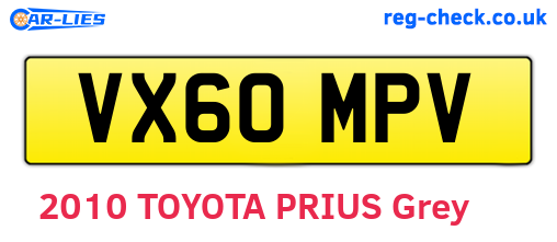 VX60MPV are the vehicle registration plates.