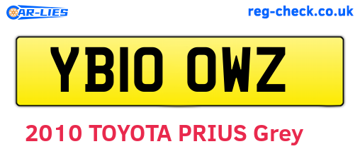 YB10OWZ are the vehicle registration plates.