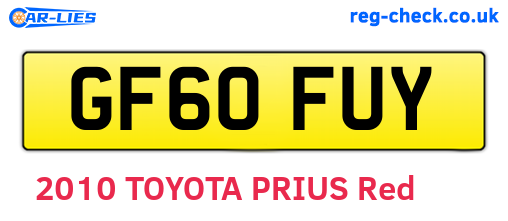 GF60FUY are the vehicle registration plates.