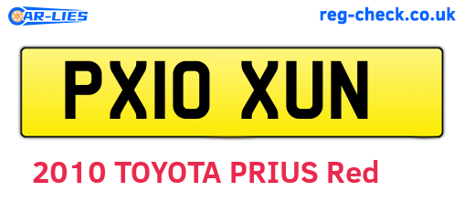 PX10XUN are the vehicle registration plates.