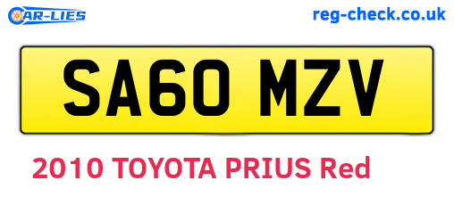 SA60MZV are the vehicle registration plates.