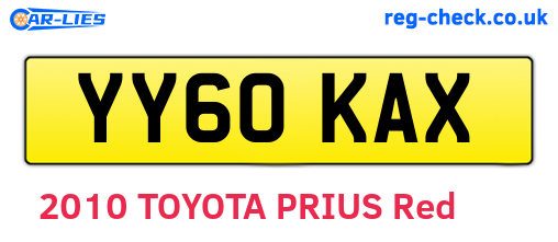 YY60KAX are the vehicle registration plates.