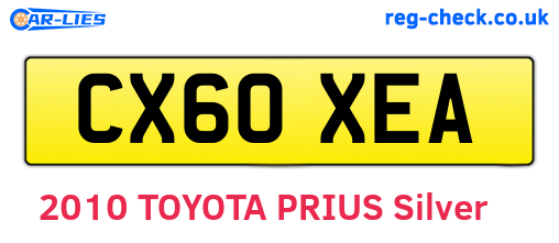 CX60XEA are the vehicle registration plates.