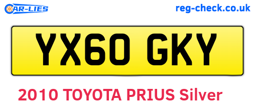 YX60GKY are the vehicle registration plates.