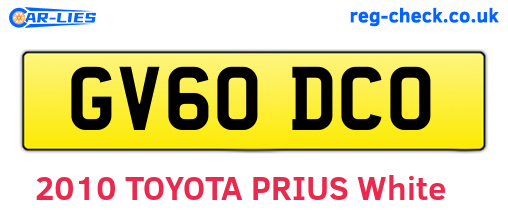 GV60DCO are the vehicle registration plates.