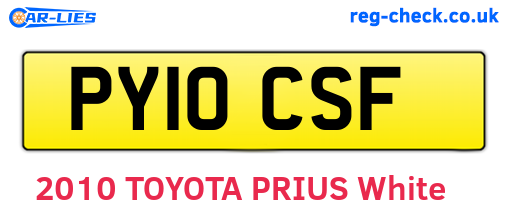 PY10CSF are the vehicle registration plates.