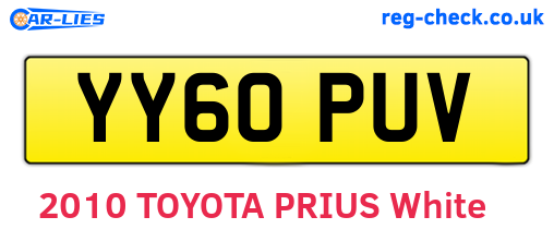YY60PUV are the vehicle registration plates.